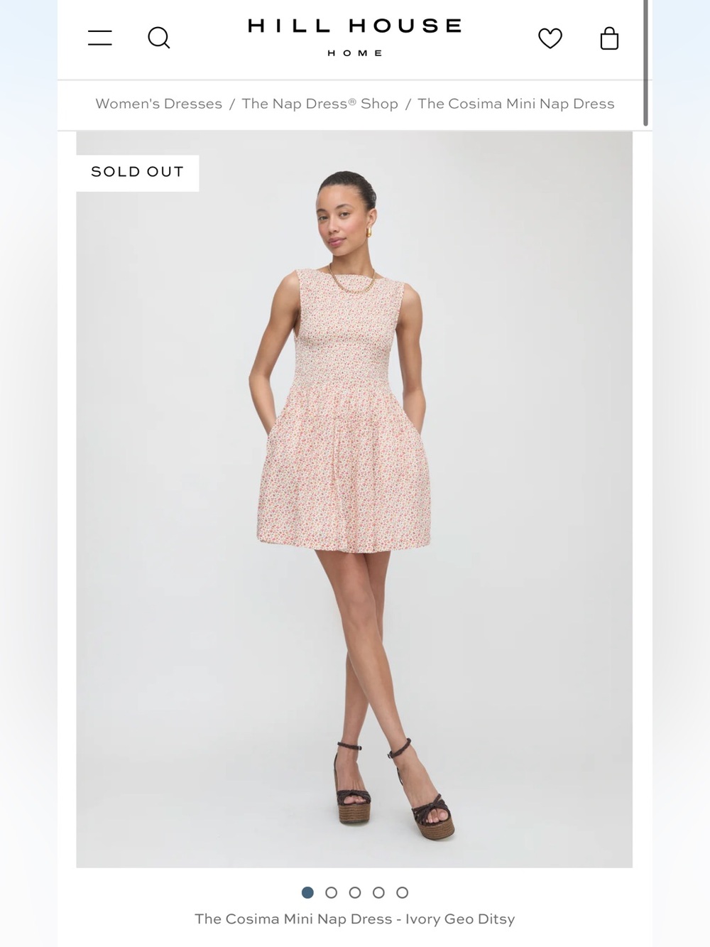 Hill House Cosima Mini Nap Dress — Ivory Geo Ditsy XS - New with tags!